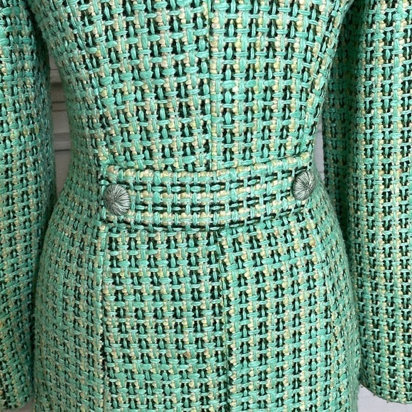 Tibi Size 6 Green Wool Blend Tweed Coat - Picture 5 of 11